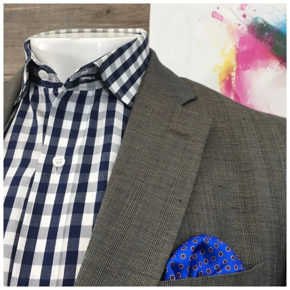 John Varvatos Mens Blazer Sport Coat Two Button‎ Casual Jacket 40L Linen Wool